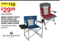 Dunham's Sports MESH DIRECTOR'S WITH TABLE OR ALPHA VENTBACK HARD ARM CHAIR offer