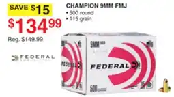 Dunham's Sports FEDERAL CHAMPION 9MM FMJ offer