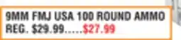 Dunham's Sports 9MM FMJ USA 100 ROUND AMMO offer