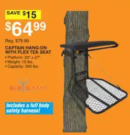Dunham's Sports BIG GAME CAPTAIN HANG-ON WITH FLEX TEK SEAT offer