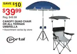 Dunham's Sports PORTAL CANOPY QUAD CHAIR OR ALL TERRAIN UMBRELLA offer
