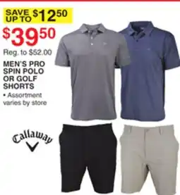 Dunham's Sports CALLAWAY MEN'S PRO SPIN POLO OR GOLF SHORTS offer