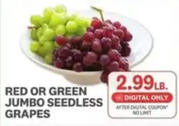 Kings Food Markets Red or Green Jumbo Seedless Grapes offer
