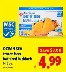 Lidl Ocean sea frozen beer battered haddock offer
