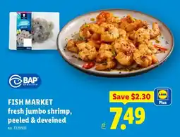 Lidl Fish market fresh jumbo shrimp, peeled & deveined offer