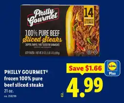 Lidl Philly Gourmet frozen 100% pure beef sliced steaks offer