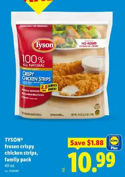 Lidl Tyson frozen crispy chicken strips, family pack offer