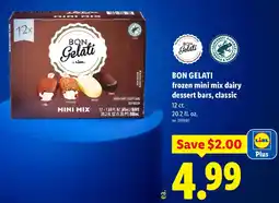 Lidl Bon Gelati frozen mini mix dairy dessert bars, classic offer