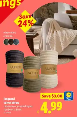 Lidl Papier jacquard velvet throw offer