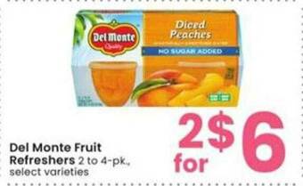 Albertsons Del Monte Fruit Refreshers offer