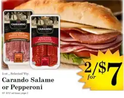 Harvest Foods Carando Salame or Pepperoni offer