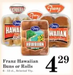Harvest Foods Franz Hawaiian Buns or Rolls offer