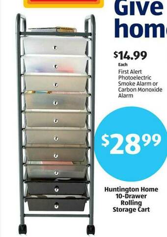 Aldi Huntington Home 10-Drawer Rolling Storage Cart offer