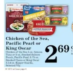 Harvest Foods Chicken of the Sea, Pacific Pearl or King Oscar offer