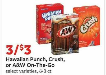 Fareway Hawaiian Punch, Crush Or A&W On-The-Go offer