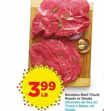 Foods Co Boneless Beef Chuck Roasts Or Steaks offer