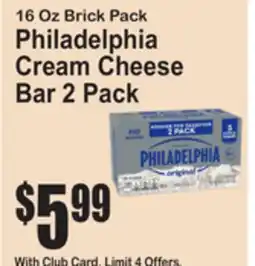 SuperFresh 16 Oz Brick Pack Philadelphia Cream Cheese Bar offer