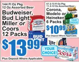 SuperFresh Budweiser, Bud Light, Miller or Coors 12 Packs offer