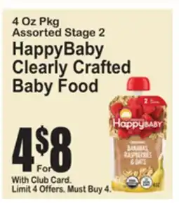 SuperFresh 4 Oz Pkg Assorted Stage 2 HappyBaby Clearly Crafted Baby Food offer