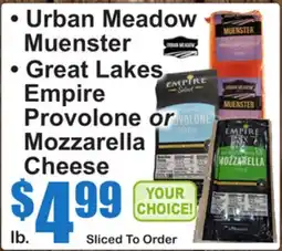 SuperFresh • Urban Meadow Muenster • Great Lakes Empire Provolone or Mozzarella Cheese offer
