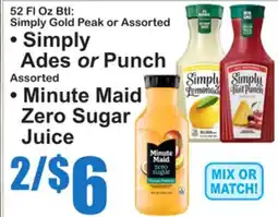 SuperFresh • Simply Ades or Punch Assorted • Minute Maid Zero Sugar Juice offer