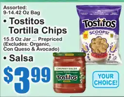SuperFresh Assorted Tostitos Tortilla Chips 9-14.42 Oz Bag Salsa 15.5 Oz Jar offer