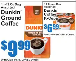 SuperFresh 11-12 Oz Bag Assorted Dunkin' Ground Coffee offer