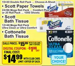 SuperFresh • Scott Paper Towels • Scott Bath Tissue • Cottonelle Bath Tissue offer