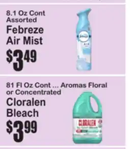 SuperFresh Febreze Air Mist, Assorted or Cloralen Bleach offer