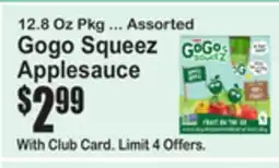 SuperFresh 12.8 Oz Pkg ... Assorted Gogo Squeez Applesauce offer