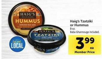 Safeway Haig's Tzatziki Or Hummus offer