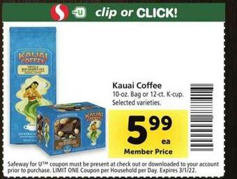 Safeway Kauai Coffee offer