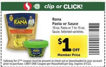 Safeway Rana Pasta Or Sauce offer