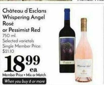 Pavilions Château D'esclans Whispering Angel Rosé Or Pessimist Red offer
