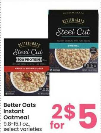 Albertsons Better Oats Instant Oatmeal offer