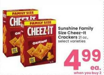 Albertsons Sunshine Family Size Cheez-it Crackers offer