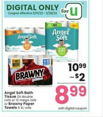 Albertsons Angel Soft Bath Tissue Or Brawny Paper Towels offer