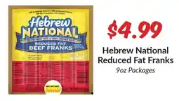 Woodman's Hebrew national reduced fat franks offer