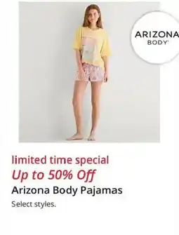 JC Penney Arizona Body Pajamas offer