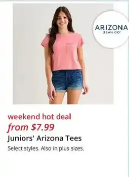 JC Penney Juniors' Arizona Tees offer