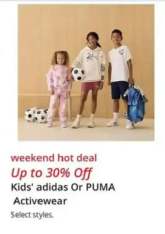 JC Penney Kids' adidas Or PUMA Activewear offer