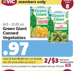 Harris Teeter Green Giant Canned Vegetables offer
