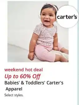 JC Penney Babies' & Toddlers' Carter's Apparel offer