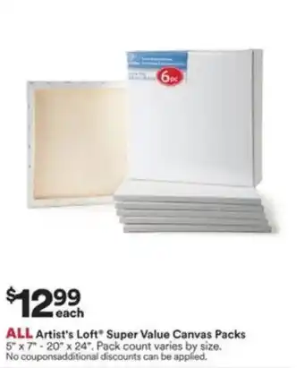 Michaels Artist's Loft Super Value Canvas Packs offer