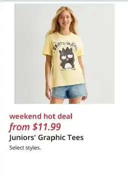 JC Penney Juniors' Graphic Tees offer