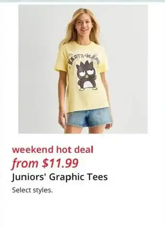 JC Penney Juniors' Graphic Tees offer