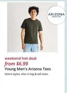 JC Penney Young Men's Arizona Tees offer