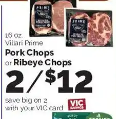 Harris Teeter Villari Prime Pork Chops or Ribeye Chops offer