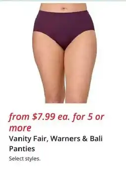 JC Penney Vanity Fair, Warners & Bali Panties offer