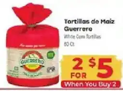 Supermercado El Rancho Guerrero white corn tortillas offer